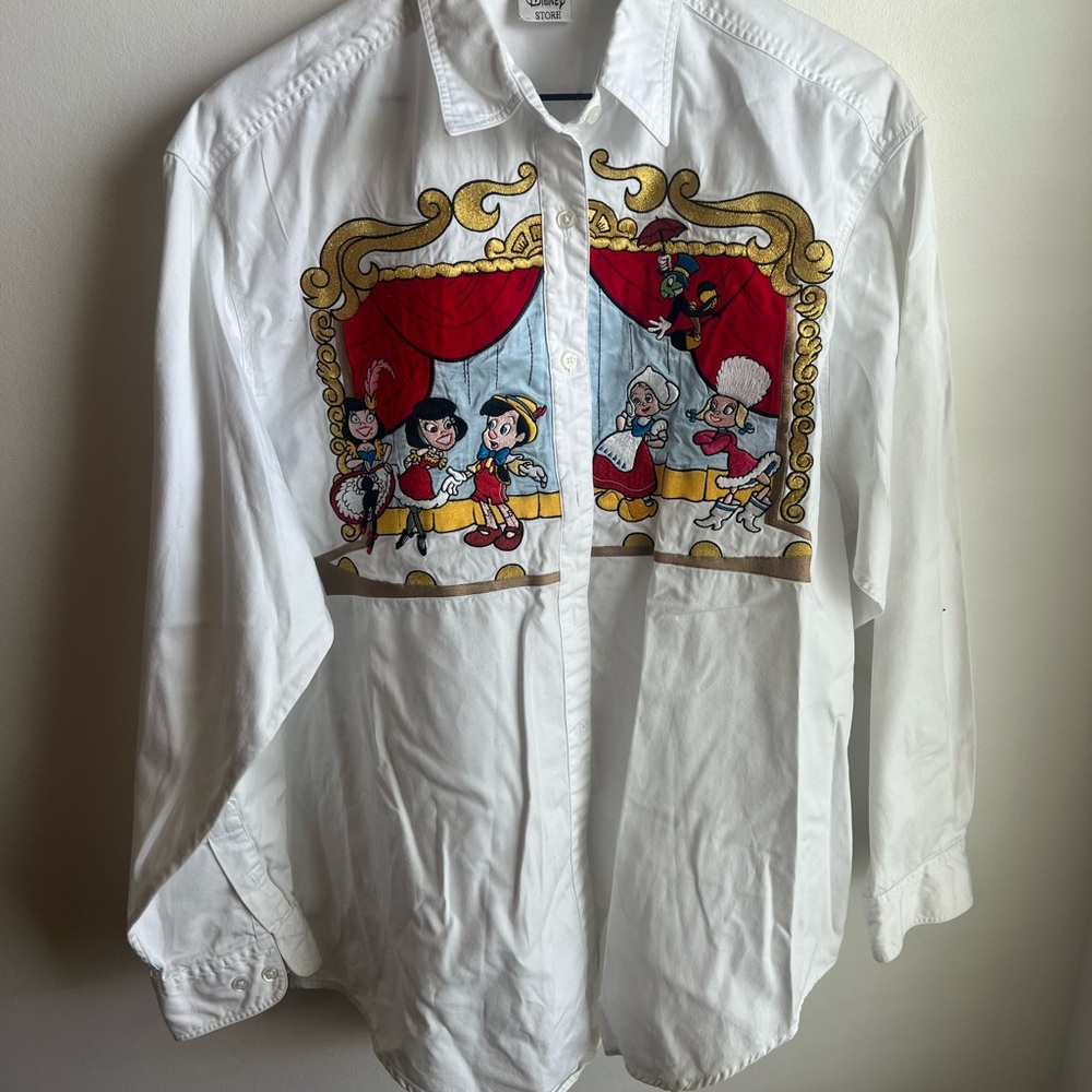 Vintage Disney Pinocchio embroidered button Down Shirt